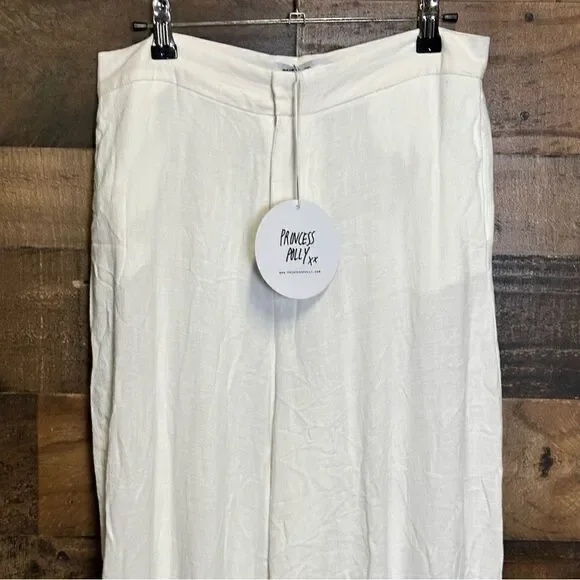 Princess Polly White Simona Linen Pants Sz 10 US NWT - Picture 5 of 13